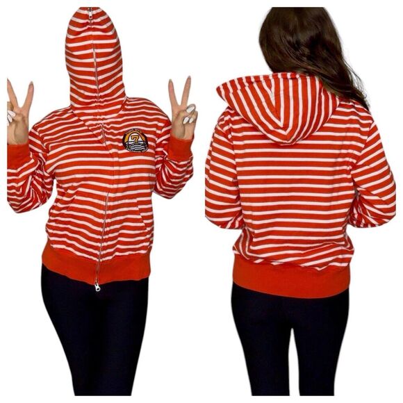 STUDIO SEVEN CHILDHOOD DREAMS Orange Striped Full Zip Japanese Hoodie Jacket S - Picture 2 of 10